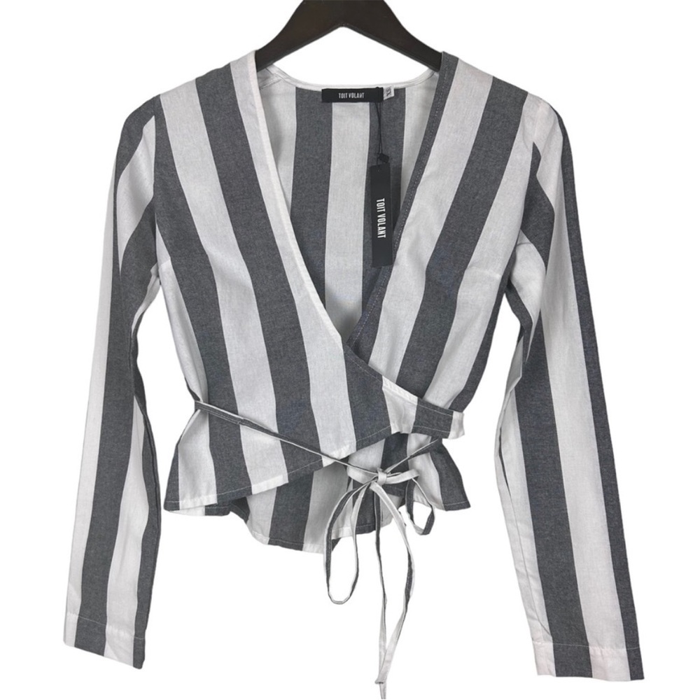 Toit Volant Striped Margot Wrap Top XS New
